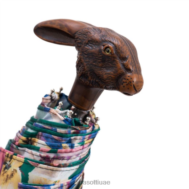 مظلة | 257 9a436-5 113 - مظلة قابلة للطي بمقبض أرنب وطباعة مزهرة PASOTTI Z446V580